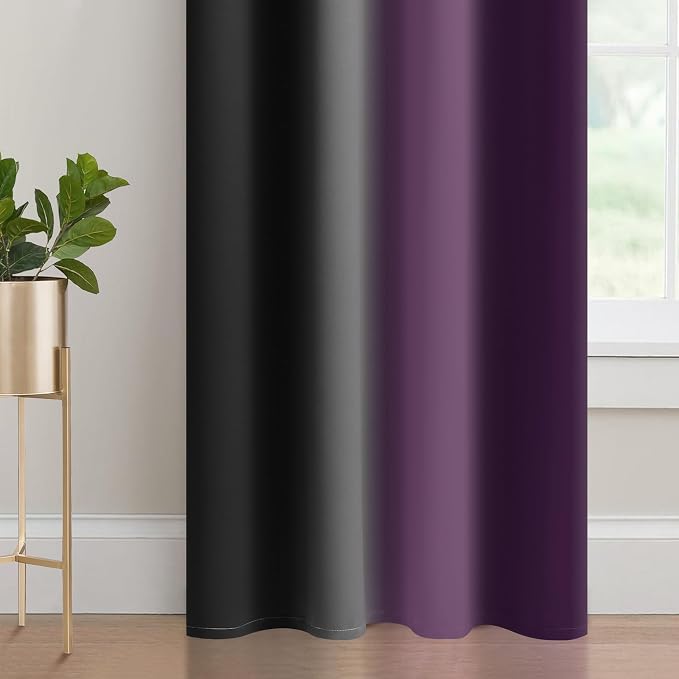 Yakamok Blackout Ombre Purple and Black Curtains - Image 5