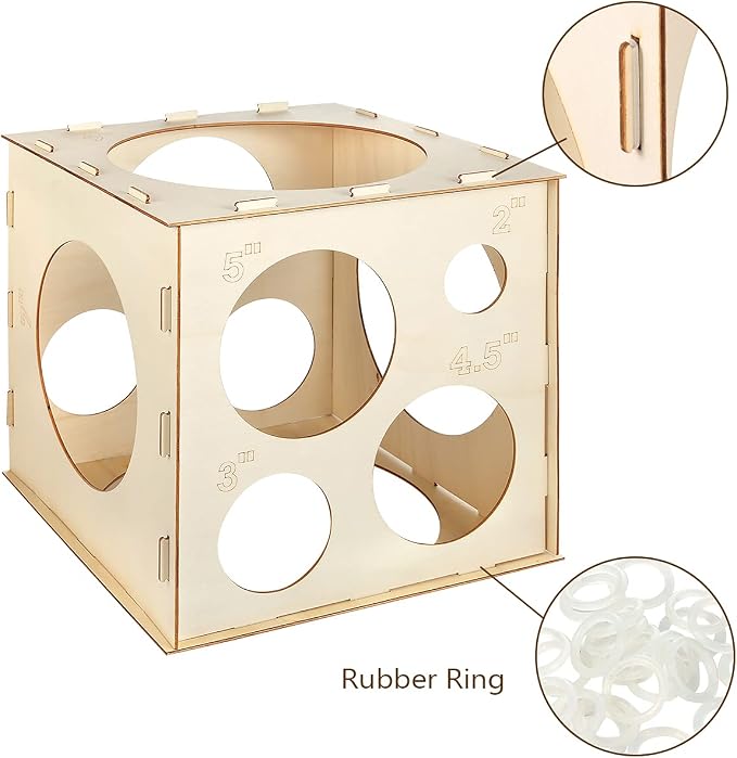 Auihiay 12 Holes Wood Balloon Sizer Cube, Balloon Measure Box | Collapsible - Image 4