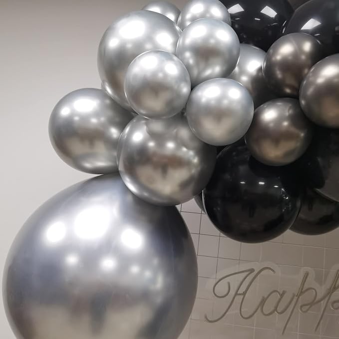 Black and Silver Balloons Garland Arch Kit - Image 4