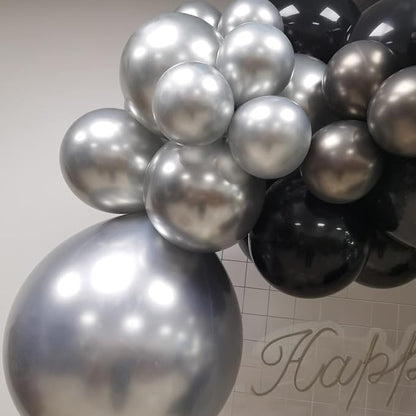 Black and Silver Balloons Garland Arch Kit - Image 4