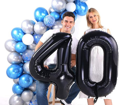 Black 40 Number Balloons Giant Jumbo Number 40 Foil Mylar Balloons - Image 2