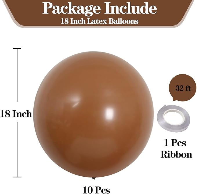 18 Inch Brown Balloons, Baby Shower, Birthday Party and Event Decoration - Image 2