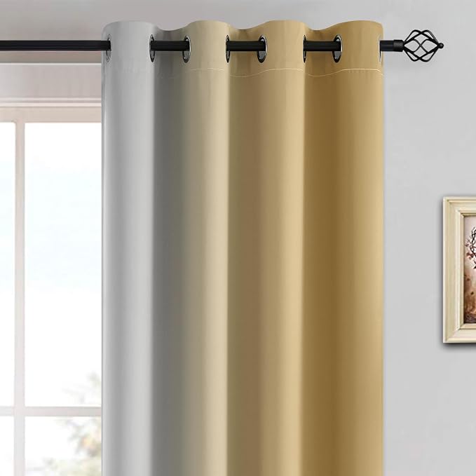 Yakamok Ombre Curtains Beige and Greyish White - Image 3