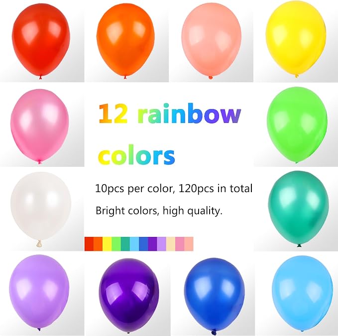 RUBFAC Rainbow Balloons, 12 Inches - Image 2