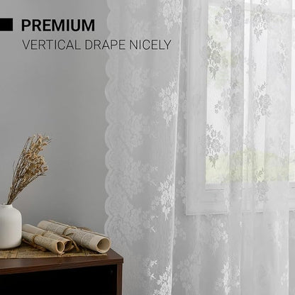 Kotile White Sheer Lace Curtains - Image 6