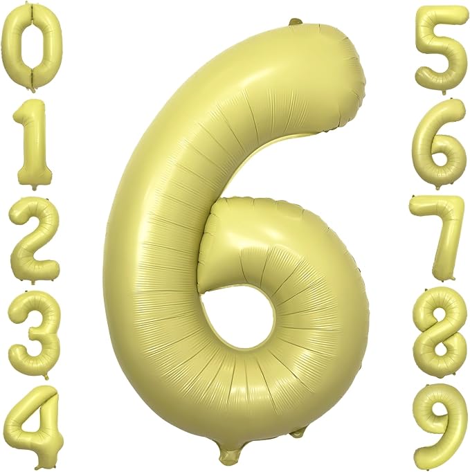 Pastel Yellow Number 6 Balloon 40 Inch Light Yellow Foil Number Balloons 6th by cocodino