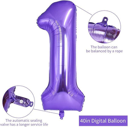 TONIFUL 40 Inch Purple Large Numbers Balloon 0-9 Birthday Party Decor, Foil - Image 2