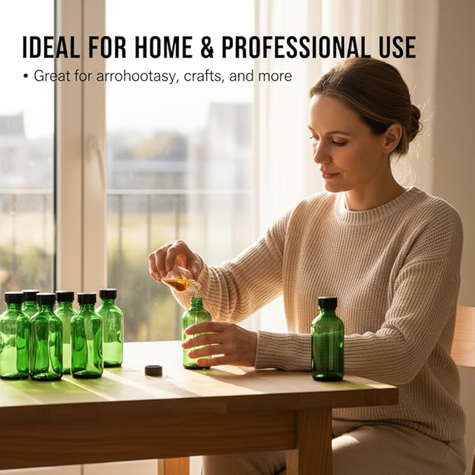 DIDITIME 2 oz Shot Bottles with Caps & Stainless Steel Funnels, Juicing Bottle Reusable Glass, 60ml Small Jars with Lids for Potion, Ginger Shots, Oils, Juice (olive green, 6-pack)