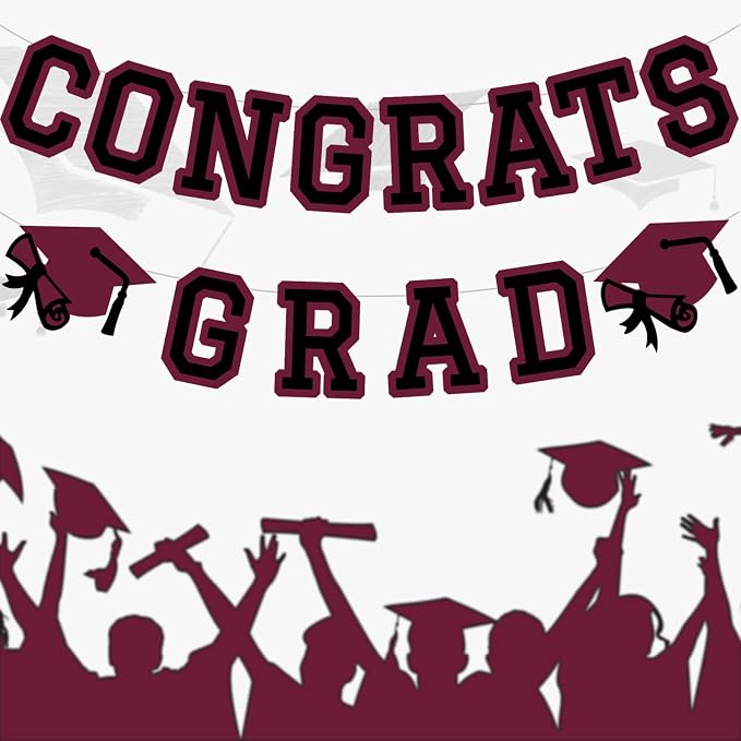 Congrats Grad Banner Graduation Party Banner Decoration Hanging Garland High - Image 5