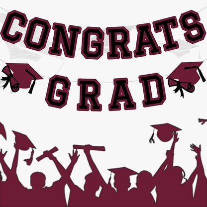 Congrats Grad Banner Graduation Party Banner Decoration Hanging Garland High - Image 5