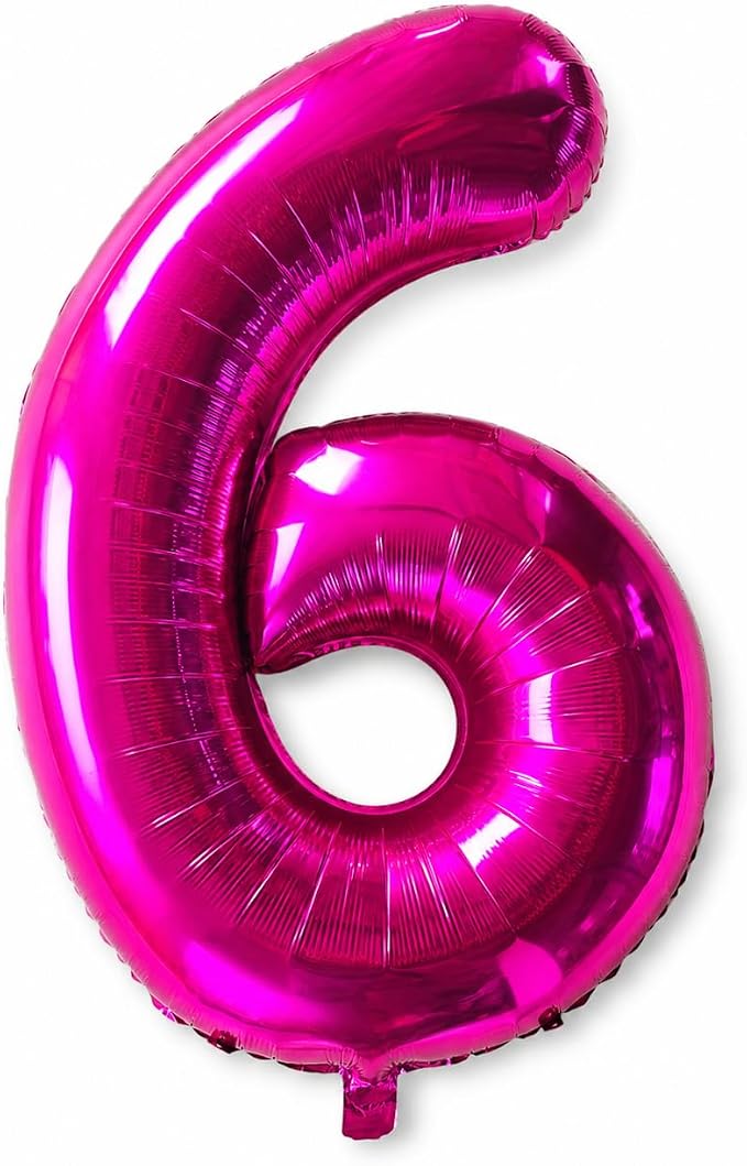 Pink Number 6 Balloons 40 Inch Giant Number Hot Pink 6 Foil Mylar Balloons by COLORFULELVES
