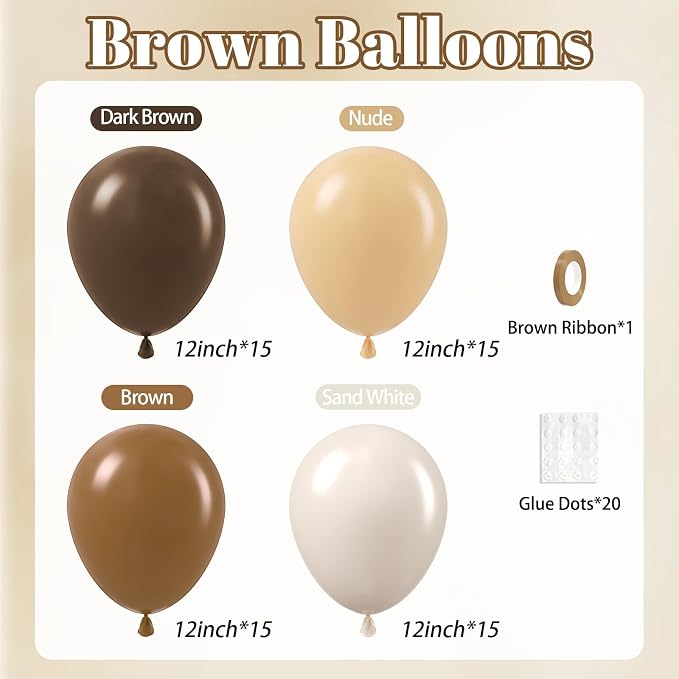 60pcs Brown Balloons 12inch - Image 2