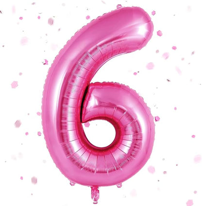 Pink Number Balloons, Large Hot pink Number 6 Balloon 40 Inch Pink 6 Balloon by Yeodong