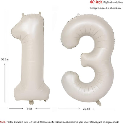 40 In Cream white Number Balloons Helium Foil Mylar Balloon Digital 13 | - Image 2
