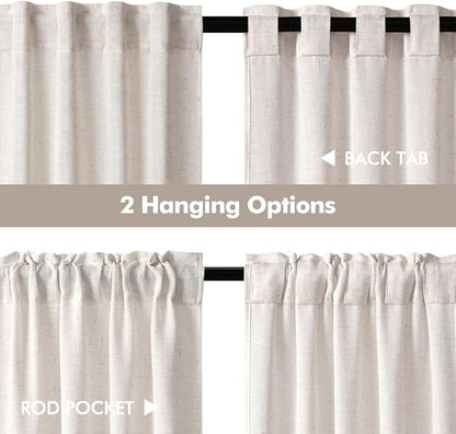 MIULEE Kitchen Curtains 36 Inch Long 2 Panels Natural Linen White Farmhouse | - Image 5