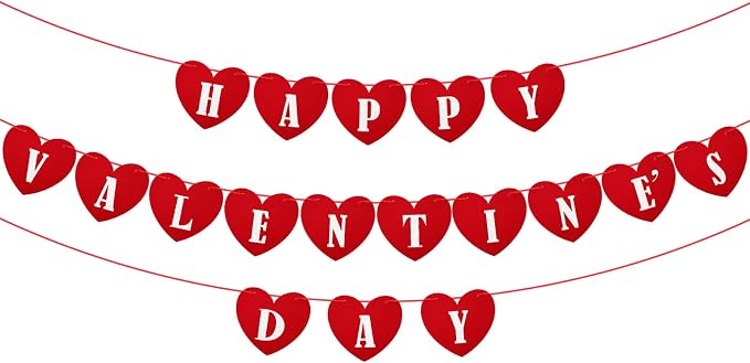 Pre-Strung Happy Valentines Day Felt Banner No DIY Valentines Day Banner | by KINGLAKEGARDEN