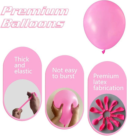 Pink Balloons 145pcs Different Sizes 5in 10in 12in 18in Pink Round Latex - Image 3