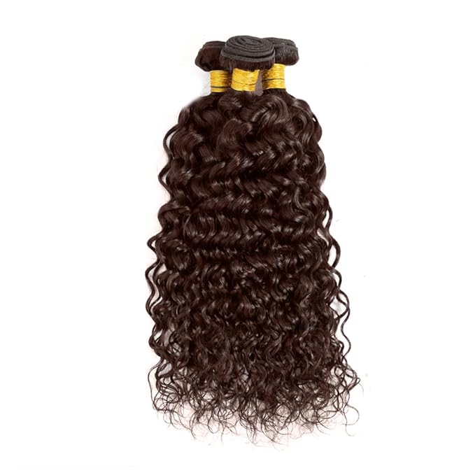 Color 4 Water Wave Bundle Brown Human Hair Bundles 24 26 28 Inch Double Weft Virgin Remy Brown Bundle Color 4 Wet and Wavy Bundles