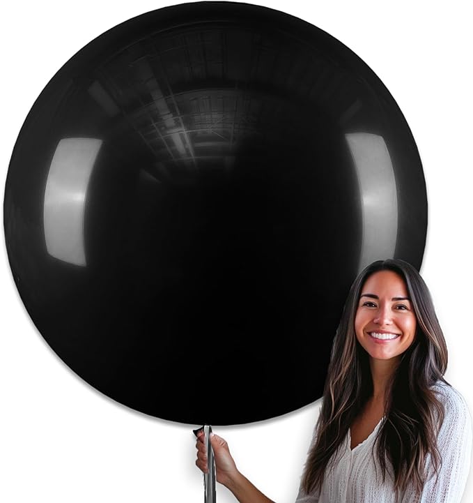 PartyWoo Black Balloons 4pcs Matte Latex Helium Balloons 36 Inch | Baby Shower by PartyWoo