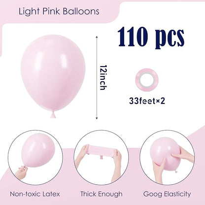 Voircoloria 110pcs Light Pink Pastel Pink Latex Party Balloons, 12inch | - Image 2
