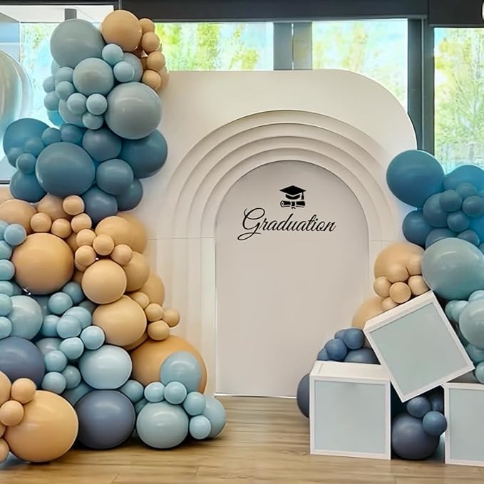 Dusty Blue Camel White Balloon Garland Arch Kit - Image 5
