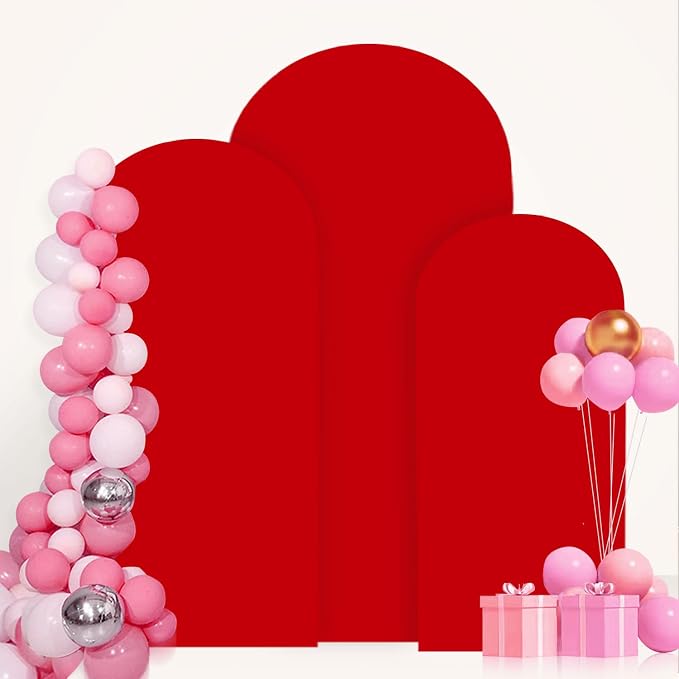 FANPROMS Arch Covers Set of 3 Red Arch Cover 5FT 6FT 7FT Fitted Spandex Arch - Image 5