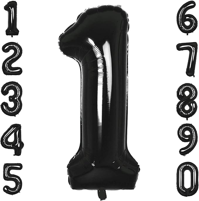 40 Inch Black Number 1 Balloons Helium Giant Black 1 Balloons by LHOAVWE