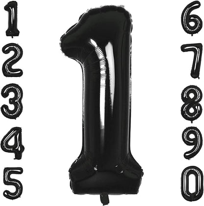 40 Inch Black Number 1 Balloons Helium Giant Black 1 Balloons by LHOAVWE