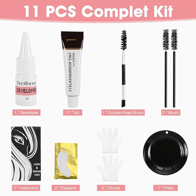 2-In-1 Eyelash & Eyebrow Color Kit, Professional Lash and Brow Color Kit DIY Hair Coloring for Salon & Home Use 7ml (Coffee/Dark Brown)
