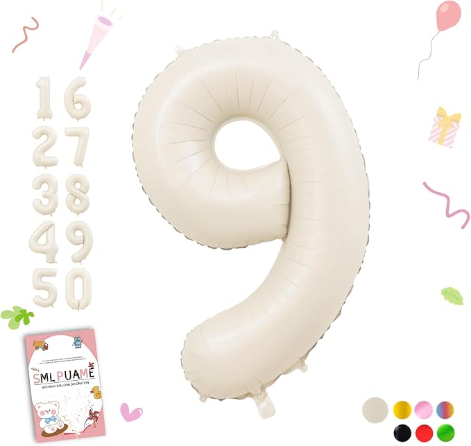 40 Inch Beige Number 9 Balloons by Smlpuame