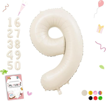 40 Inch Beige Number 9 Balloons by Smlpuame
