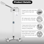 Stand Ozone Professional Facial Steamer with Digital Display, Adjustable Height & Rolling Base, Timer Function, 360° Rotatable Nozzle, Hot Mist Function, Use for Home, Salon SPA (White)