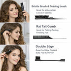 Detangler Brush for Curly Hair, Lightweight Curly Hair Brush with Vented Design for Easy Glide, Effortlessly Detangles Without Pulling or Snagging, Suitable for All Wet and Dry Hair Types (Black)