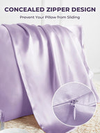 Mulberry Silk Pillowcase for Hair and Skin, SGMSILK 22 Momme Natural Silk Pillow Cases with Zipper, 6A Soft and Smooth Single Sided Pure Silk Pillow Cover (Light Purple, Queen 20"x30")