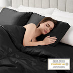 Lirex Satin Pillowcase for Hair and Skin, Super Soft and Cooling Similar to Silk, 2 Pack King Size 20"X 40" Pillow Cases with Envelope Closure, Gifts for Women Men, Black