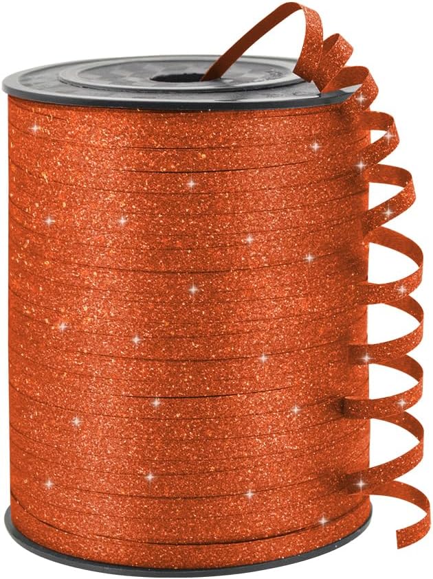 Orange Glitter Curling Ribbon, 1/5" Wide x 500 Yards Christmas Curling Ribbons by KMERLIFE