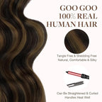 GOO GOO Tape in Hair Extensions Human Hair, 2/6/2 Balayage Dark Brown to Chestnut Brown, 18inch 100g 40pcs, Skin Weft Seamless Invisible, Silky Straight with Thick Ends, Remy Human Hair