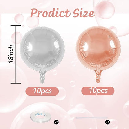 20PCS Silver Rose Gold Round Foil Balloon, 18 Inch Round Foil Balloons - Image 2