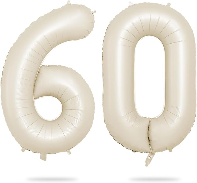 Biapian 40 Inch Cream Number 60 Balloon, 60th Birthday Balloons, Big Digital 60 by BIAPIAN