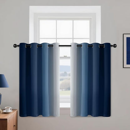 Yakamok Ombre Curtains Blue and Greyish White by Yakamok
