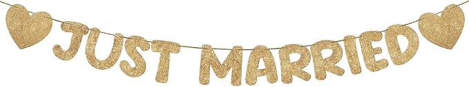 Pre Strung Just Married Banner Glitter Wedding Party Banner No DIY Just Married by Breling