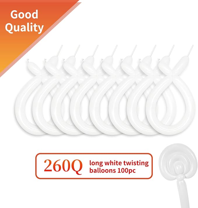 260 Balloons White Twisting Animal Balloon Thickening Latex Modeling Long Magic - Image 2