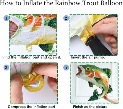 Rainbow Trout Fish Balloons for O-fishally One Fishing Themed Party Decor | - Image 4