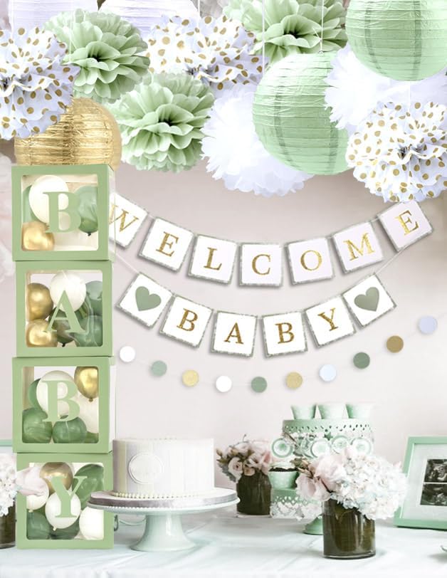 luckylibra Sage Green Baby Shower Decorations, B - Image 4