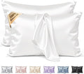 Silk Pillow Cases 2 Pack King Size Mulberry Silk Pillowcase Set of 2 for Hair & Skin 36 x 20 Inches 22 Momme Grade 6A Silk Soft Breathable Cooling with Hidden Zipper, White