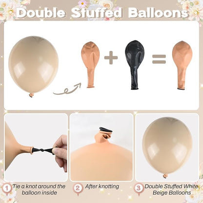 HILAVO Brown and Gold Balloons 12 Inch Double Stuffed Dark Coffee Tan Cream - Image 4