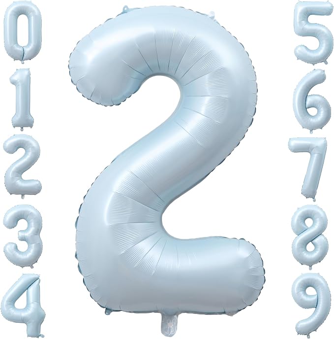 Light Blue Number 2 Balloon for Birthday Anniversary Decor 40 Inch Foil | 40" by TNCDJKPA