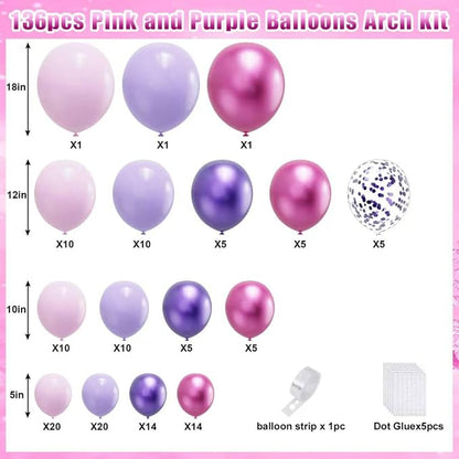 YMSZ Pink Purple Balloons Arch Kit, Different Sizes, 18 12 10 5 inch, - Image 2