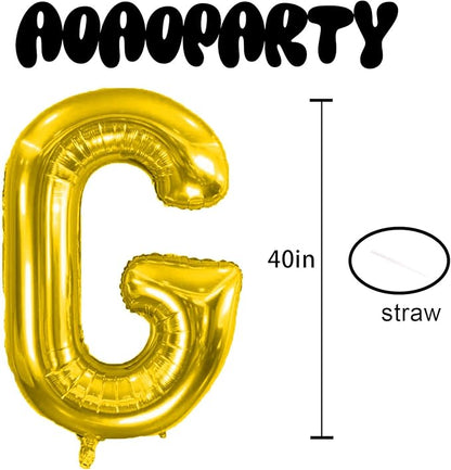 Letter Balloons Gold 40 Inch G Large Giant Big Foil Mylar Balloon | - Image 3