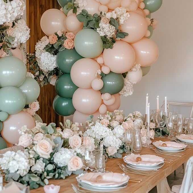 Pink Green Balloon Arch Kit, Baby Shower Birthday Decor | 131Pcs Dusty Pink - Image 5